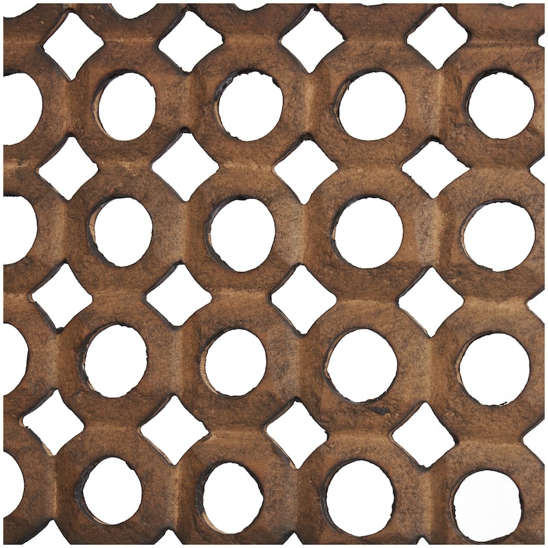Wooden Floral Handmade Hinged Foldable 4 Panel Room Divider Screen with Intricately Carved Designs - Brown - Roche River Decor