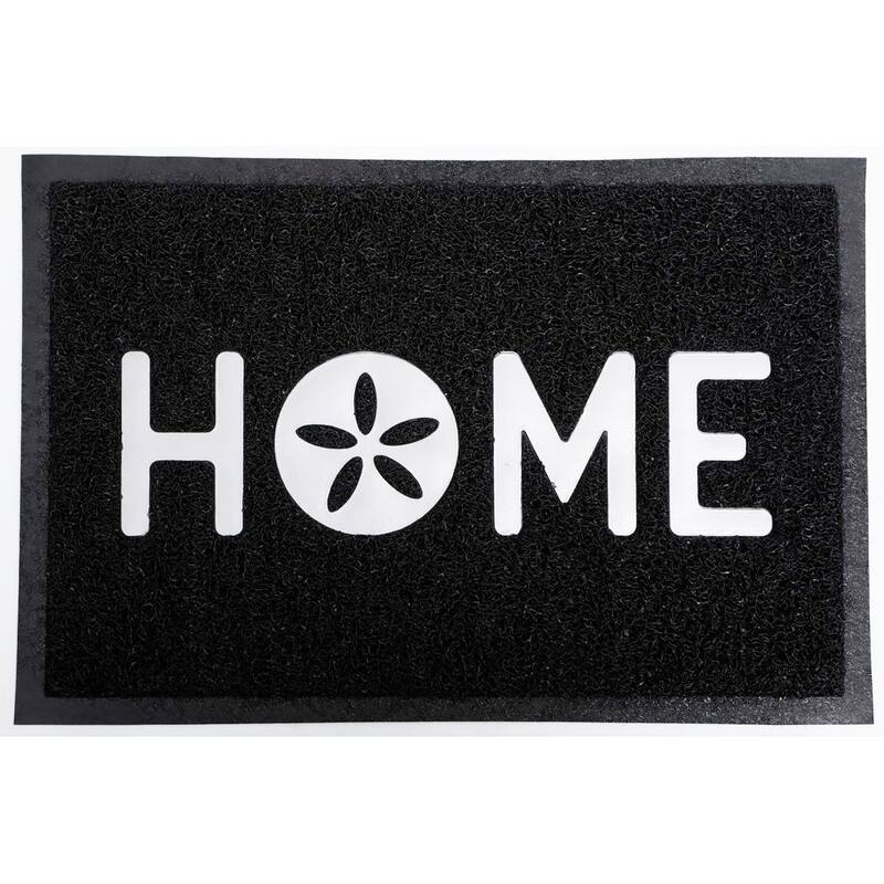 Welcome Outdoor Door Mat Non-Slip 100% Recycled PVC Rug - Home Black