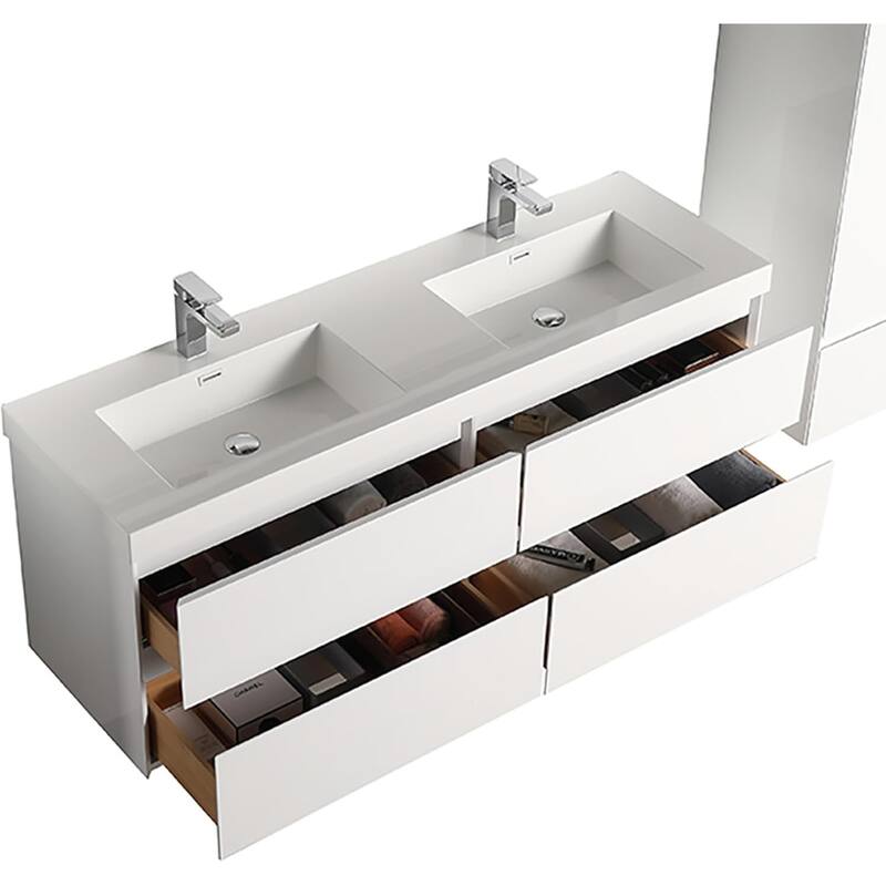 Blossom Assisi 72 Inch Wall Mounted Bathroom Vanity with Sink