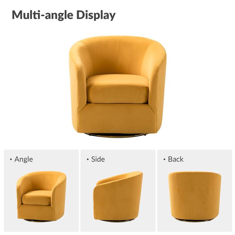 Eleuterio Modern Upholstered Swivel Accent Barrel Chair with Metal Base Set of 2 by HULALA HOME