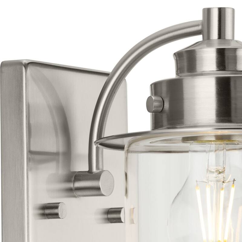 Northlake Collection One-Light Brushed Nickel Clear Glass Transitional Bath Light - 5.87 in x 7.5 in x 8 in