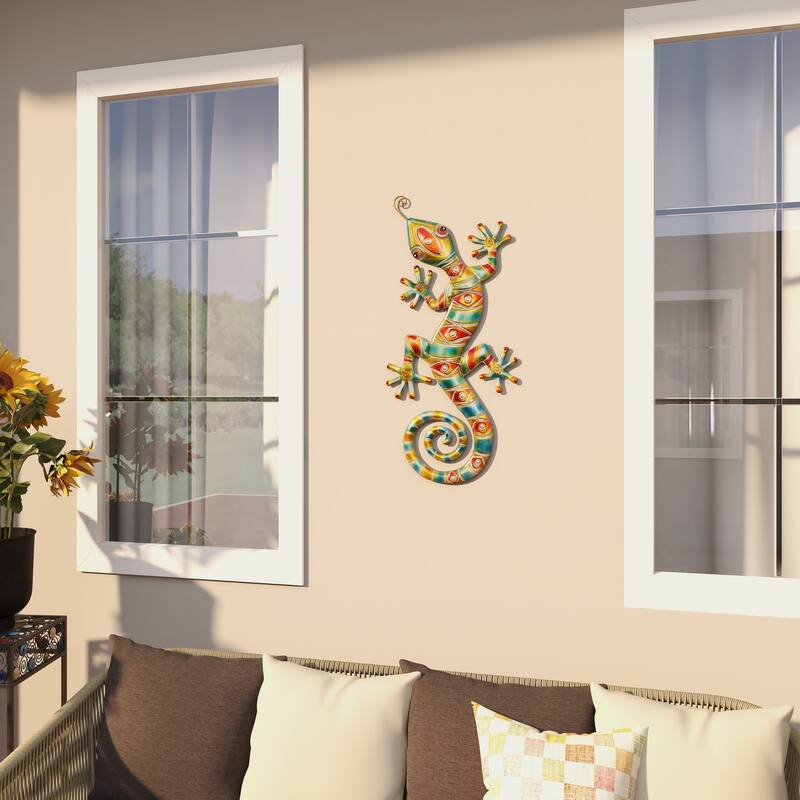 Multi Colored Metal Indoor Outdoor Lizard Home Wall Decor