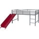 preview thumbnail 9 of 18, Avenue Greene Junior Metal Twin Loft Bed with Slide Red