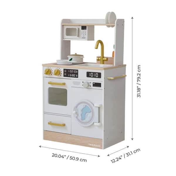 dimension image slide 2 of 3, Teamson Kids Little Chef Lake Tahoe Wooden Play Kitchen - Washer & Mini Garden