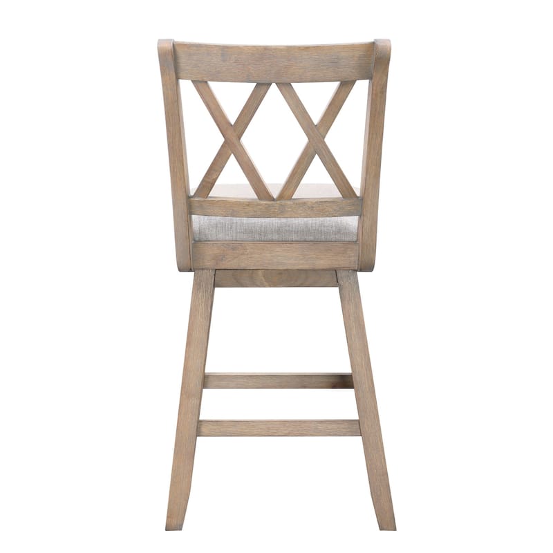 37.5" Brown High Double Cross Bar Stool with Swivel Seat