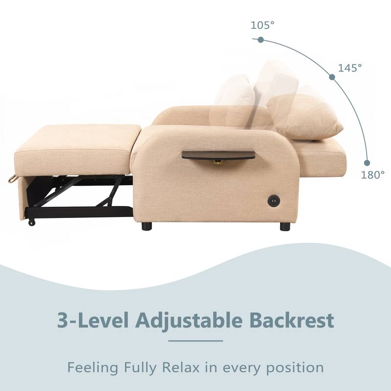 Pull Out Sofa Sleeper 3 in 1 with 2 Wing Table