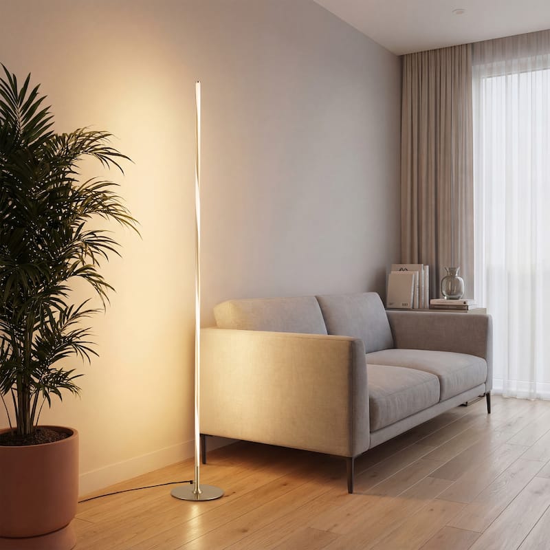Iris 63.75" LED Integrated Floor Lamp, Chrome by JONATHAN Y