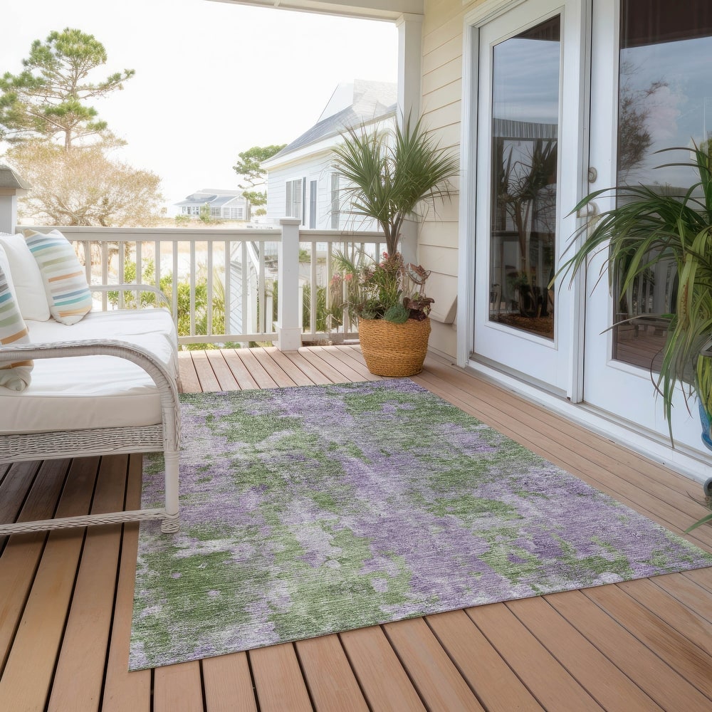 Machine Washable Indoor/ Outdoor Modern Ombre Chantille Rug