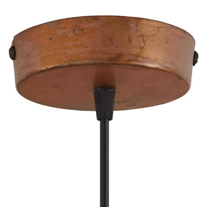 Odetta River of Goods Faux Blue Patina Metal Adjustable Drop Height 12-Inch Hanging Pendant Light with Punched Holes