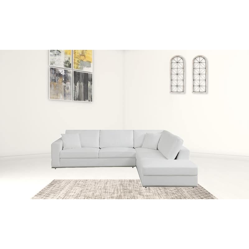 HomeRoots White Italian Leather Reclining L Shaped Two Piece Corner Sectional - 117