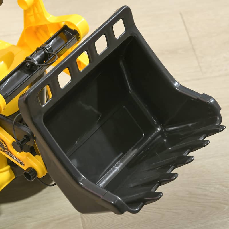 Ride On Excavator with Under Seat Storage, Pull Cart Kids Bulldozer for Boys & Girls, Sit and Scoot Construction Toy with Horn