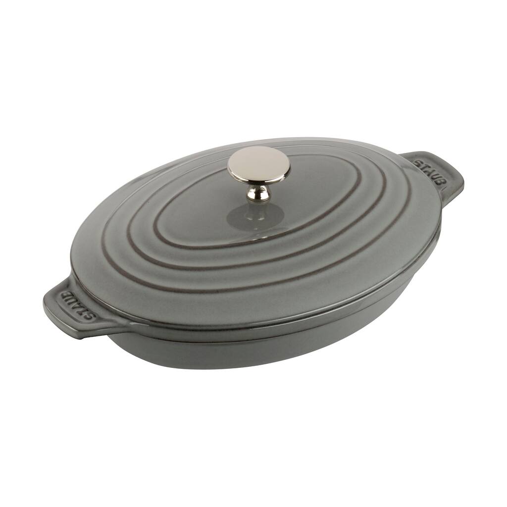 STAUB Cast Iron 9-inch x 6.6-inch Oval Covered Baking Dish - 9" x 6.6"