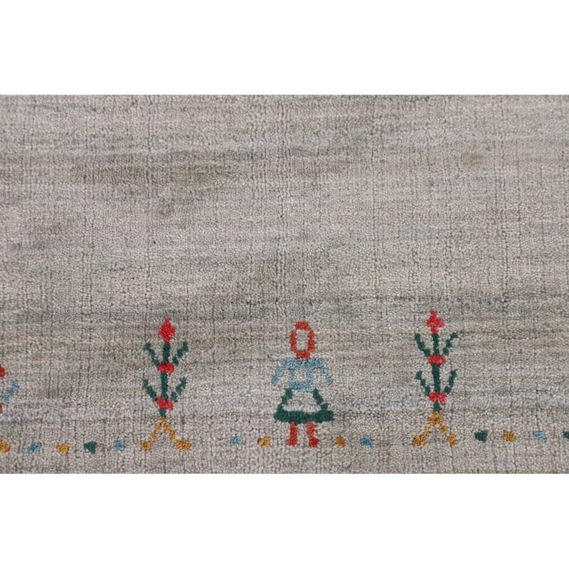 Beige Tribal Gabbeh Oriental Area Rug Handmade Wool Carpet - 7'11" x 9'8"