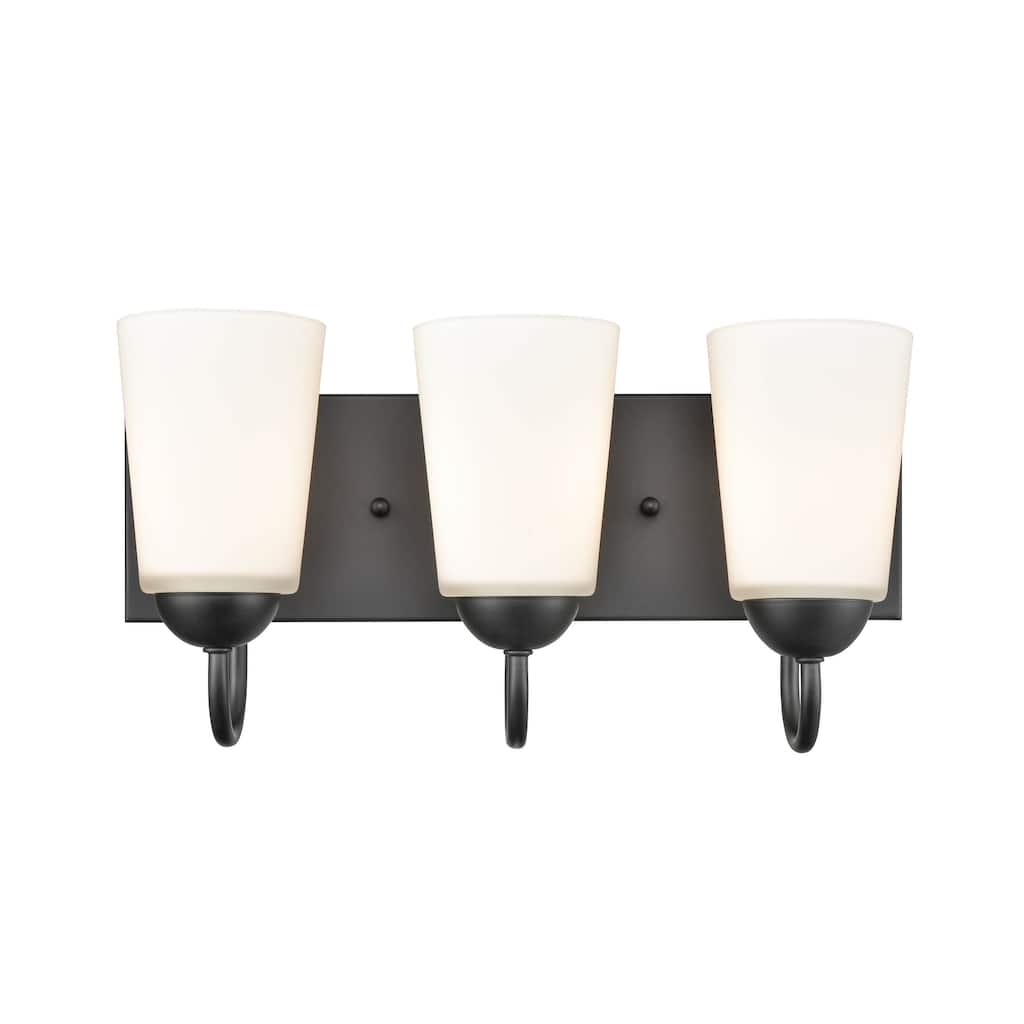Millennium Lighting Ivey Lake 3 Light Bathroom Vanity Fixture in Multiple Finishes with Frosted Glass Shades