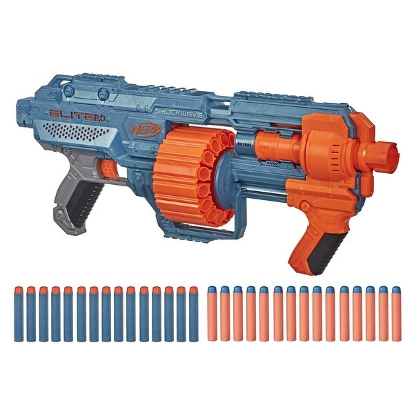 Nerf Elite 2.0 Shockwave Rd-15 Blaster, 30 Nerf Darts, 15-Dart Rotating Drum, Customizing Capabilities. Opens flyout.