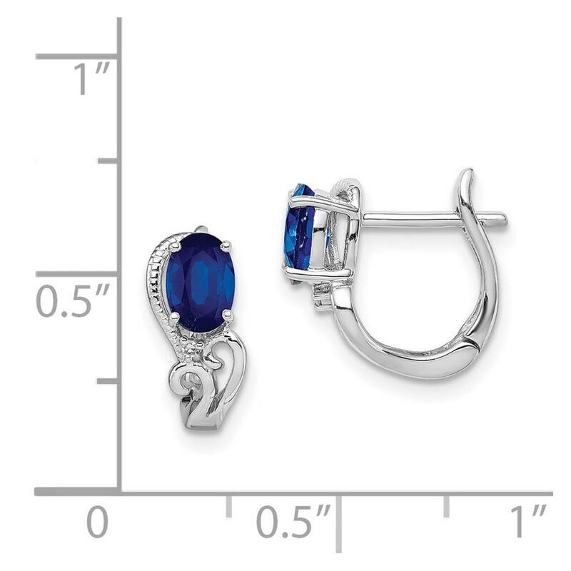 Curata 925 Sterling Silver Solid Polished Hinged hoop Rhodium Plated Diamond Sapphire Hinged Earrings - 13x13mm Wide 5mm