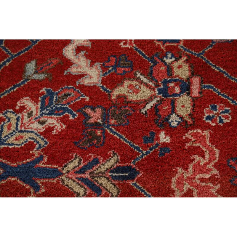 Hand Knotted Oriental 100% Wool Carpet Traditional Medallion Red Heriz (serapi) Area Rug - 11' 10'' X 8' 8''