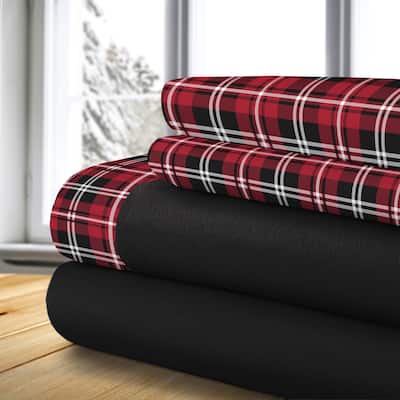 Therapeutic Solid Knit 3 Piece Twin Red Black Plaid Sheet Set