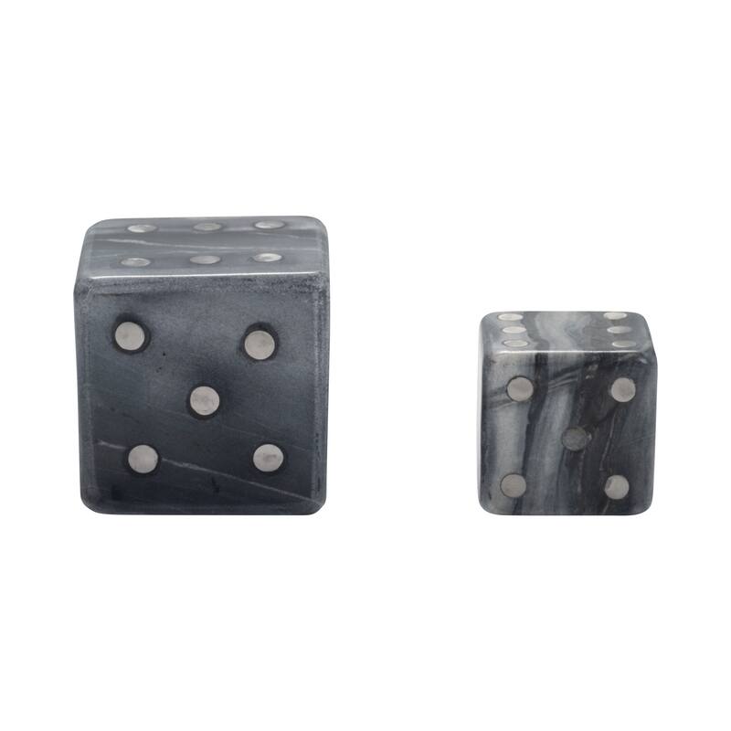 Sagebrook Home Luxury Marble and Steel Dice - Exclusive Home Decor Games for Sophisticated Fun, Set of 2 - 4" x 4" x 4"
