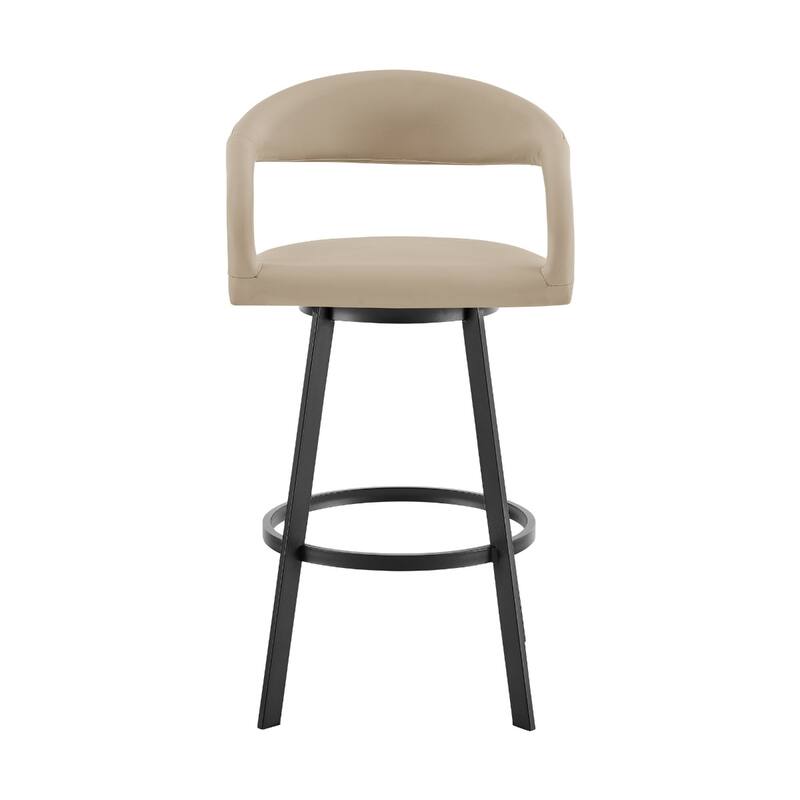 Faux Leather Counter Height Swivel Bar Chair with Arms, Low Back and Metal Frame