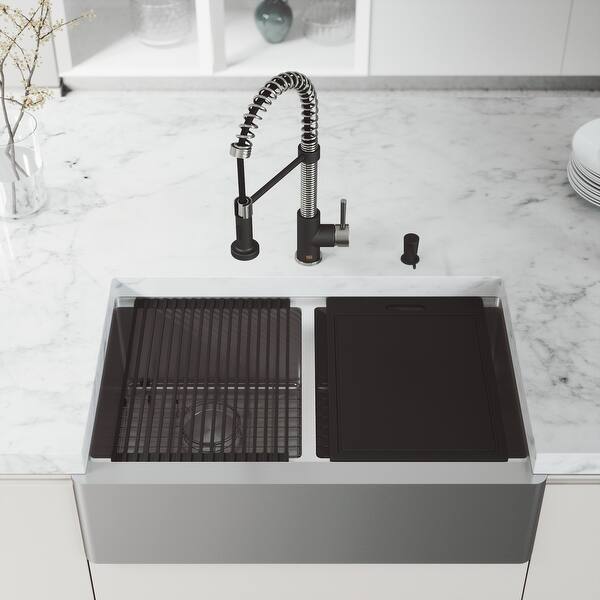 VIGO Double Bowl Oxford Apron Front Stainless Steel Farmhouse ...