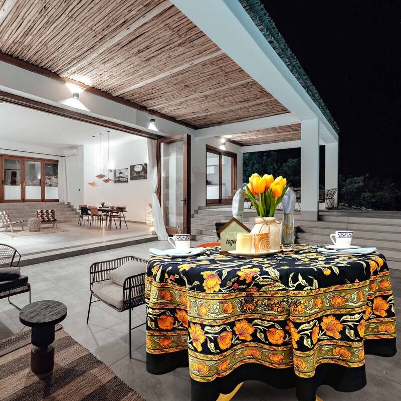 Cotton Sweet French Country Floral Tablecloth Round, Runner