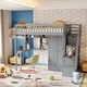 preview thumbnail 7 of 12, Full Size House Low Loft Bed with Four Drawers