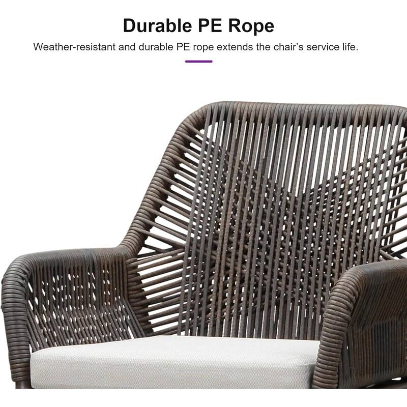 PURPLE LEAF Outdoor Bar Stools Chair Set of 2, All Weather Rattan and Aluminum Patio Bar Stool with Cushion