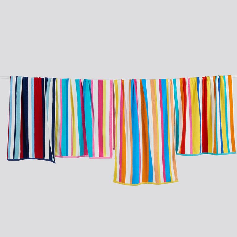 Linery & Co. Cotton Stripe Beach Towel, 4 Pack - 30" x 60" - 4 Pack- 30" x 60" - Multi Colorful Stripes