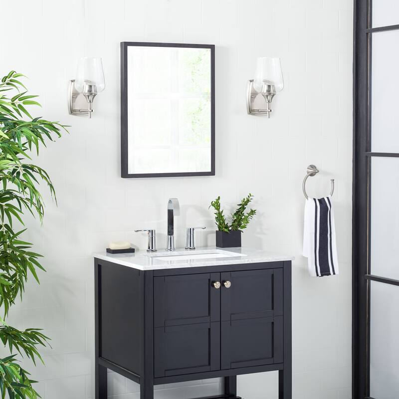 SAFAVIEH Lighting Avigail Wall Sconce - 5.5"x8"x11" - Nickel/Clear - 6Wx8Dx11H