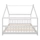 preview thumbnail 4 of 8, Full Size Pine Wood House Bed with Playhouse Roof Design, Semi-Enclosed Frame for Kids' Fun & Comfort, Easy Assembly, White