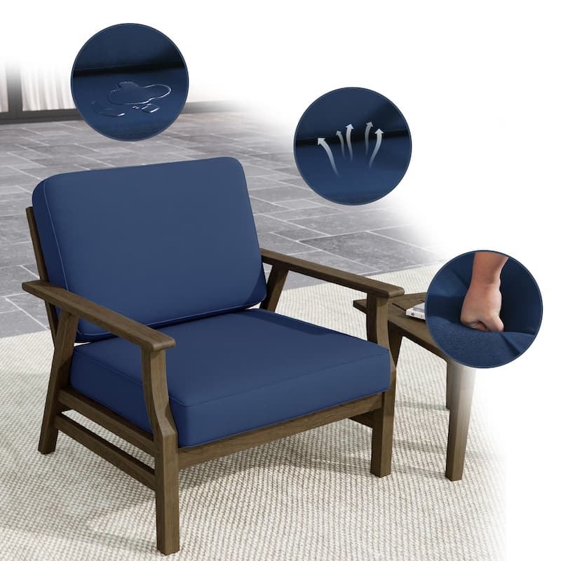 2 Set Outdoor Club Chairs with Cushions Acacia Wood Patio Chairs