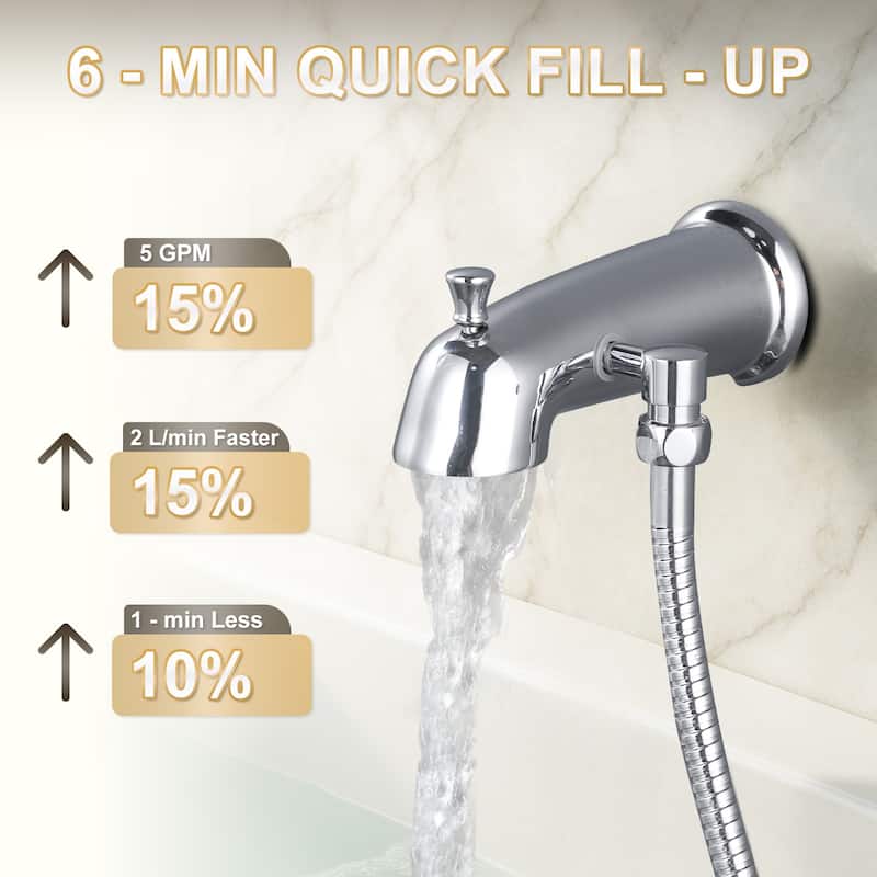 WOWOW Integrated Diverter Bathtub Spout with Showerhead Connection