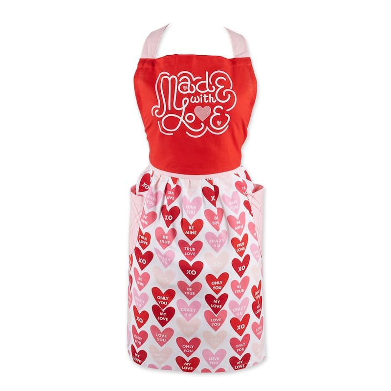 Conversation Hearts Valentine's Day Chef Apron - 35" - Red and White
