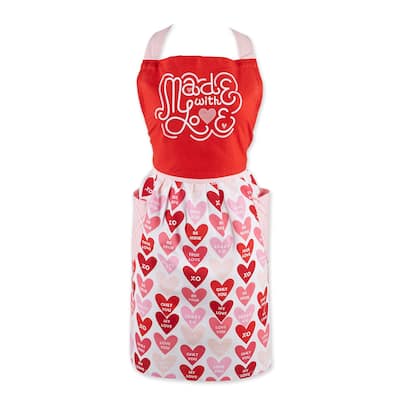 Conversation Hearts Valentine's Day Chef Apron - 35" - Red and White