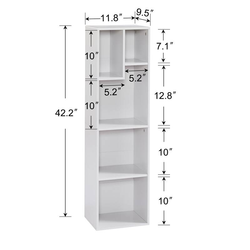 5 Tier Bookshelf, Set of 2 Tall Bookcase Shelf Storage Organizer, Modern Book Shelf for Bedroom, Living Room and Home Office