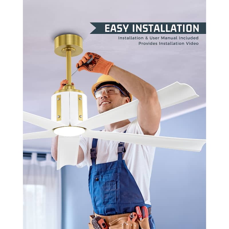 60 Inch 18W DC LED Ceiling Fan with Lights, 5-Blades, Remote Control and App and Alexa Google Voice Control