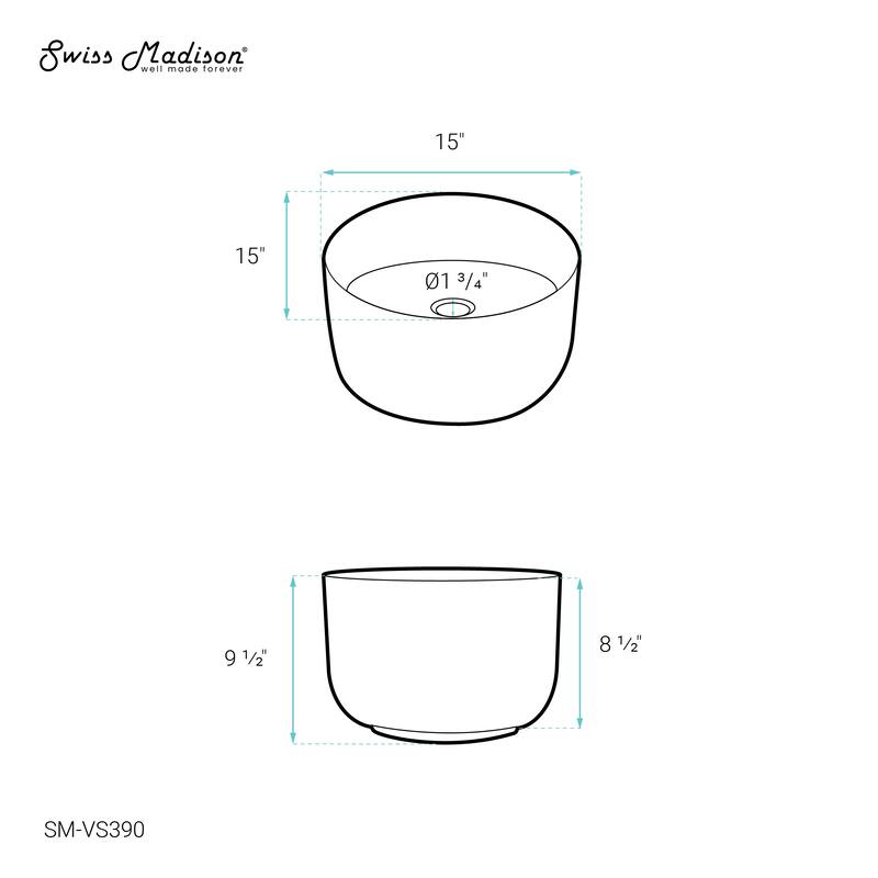 Calice 15'' Vessel Sink In White - 14.95" x 14.95" x 9.45"