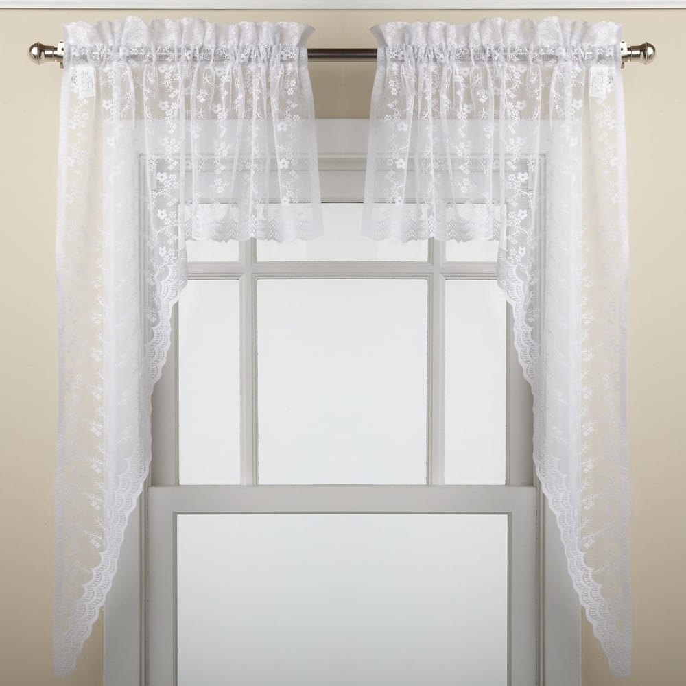 Sweet Home Collection Priscilla Bridal Pretty Lace Window Curtains - Swag, Tier & Valance