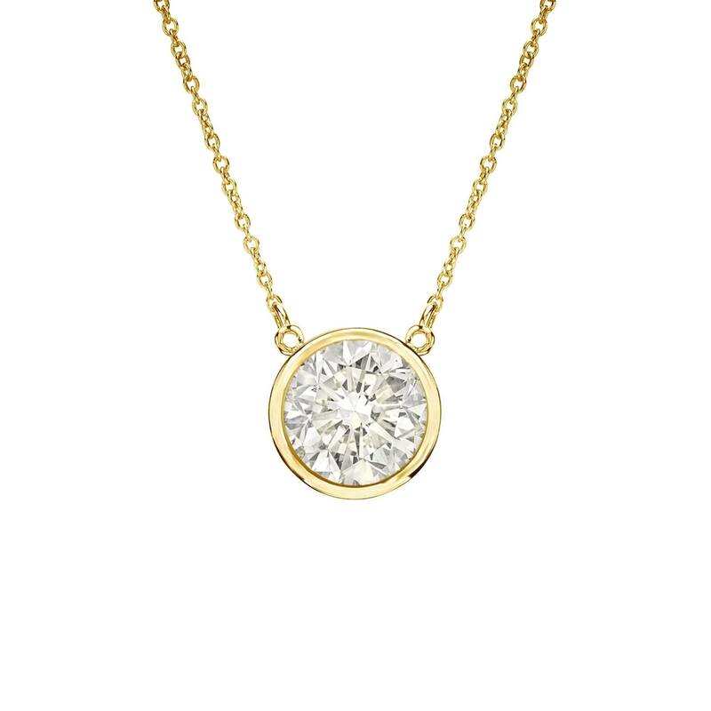 Auriya 14k Gold 1/2ctwRound Solitaire Diamond Necklace (J-K, I1-I2) - 5mm - Yellow