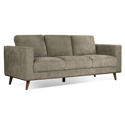 Bishop Brown Corduroy Twill Fabric Sofa with Walnut Wood Legs