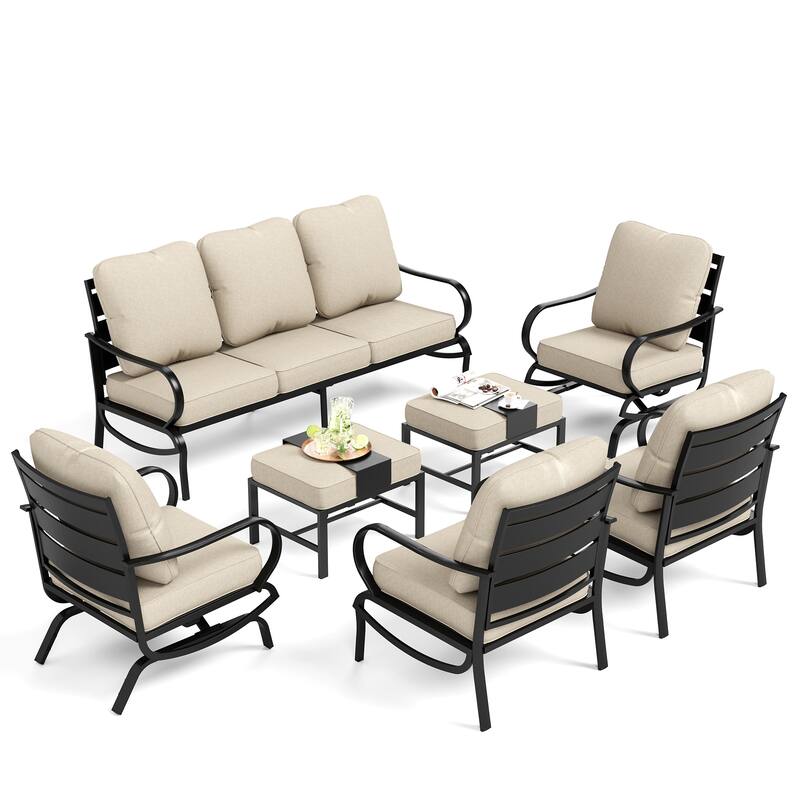 MAISON ARTS 5/7/9-Seat Patio Conversation Set, Outdoor Sofa Set with Single Sofa Chairs, 3-Seater Sofa, Ottoman and Coffee Table