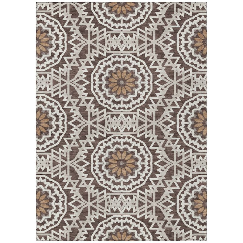 HomeRoots Floral Medallion Transitional Rectangle Outdoor Rug