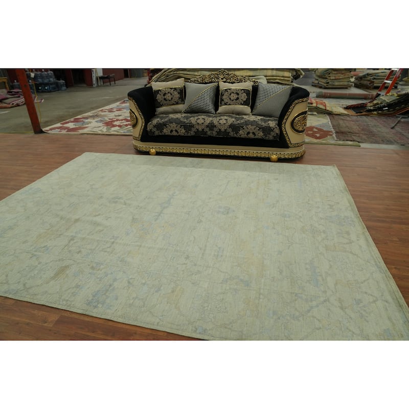 All-Over Floral Oushak Vegetable Dye Area Rug, Floral Geometric Carpet - 11' 7'' X 8' 10''