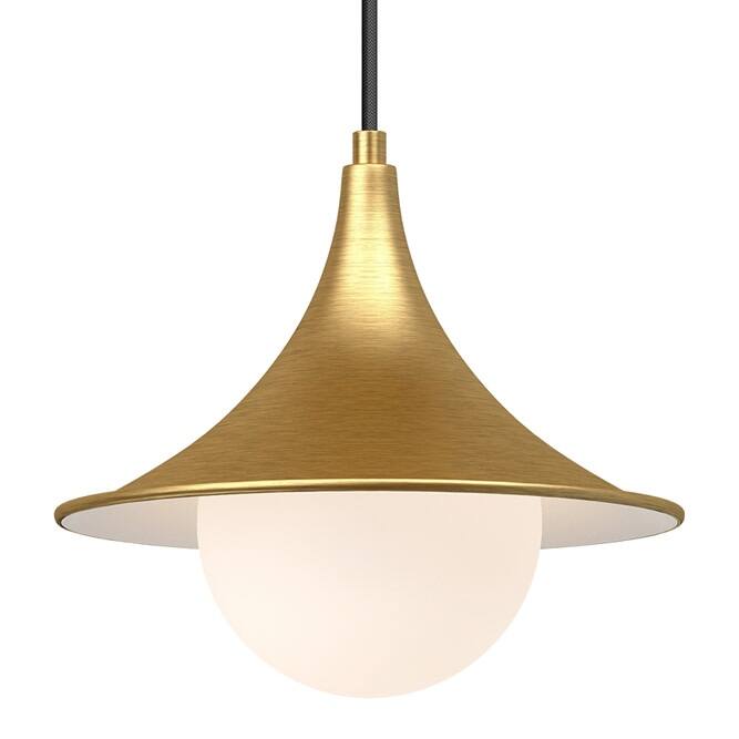 Alora Lighting PD525009OP Fuji 10" Wide Mini Pendant with Opal Glass - Brushed Gold