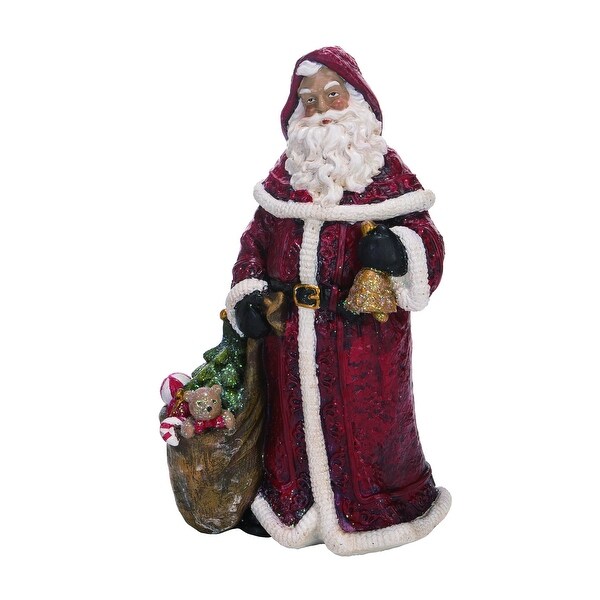 Transpac Resin 10 in. Red Christmas Traditional Santa - Bed Bath