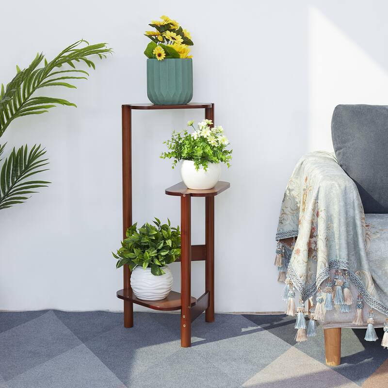 Bamboo Plant Stand 3 Tier Corner Flower Display Rack Holder