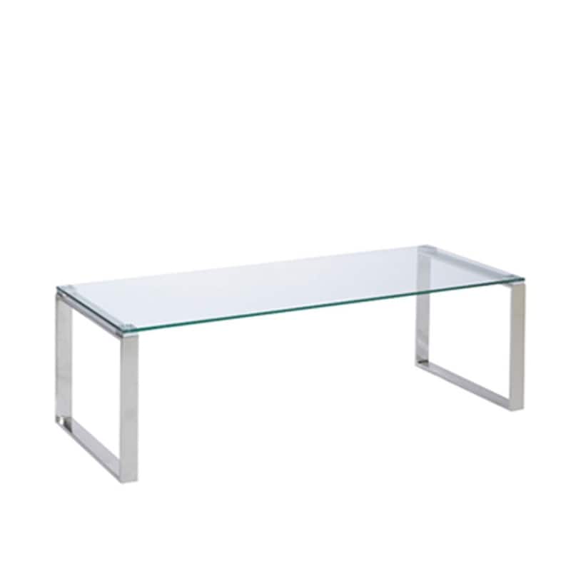 Gem Modern Tempered Glass & Stainless Steel Coffee Table (2 Size Options)