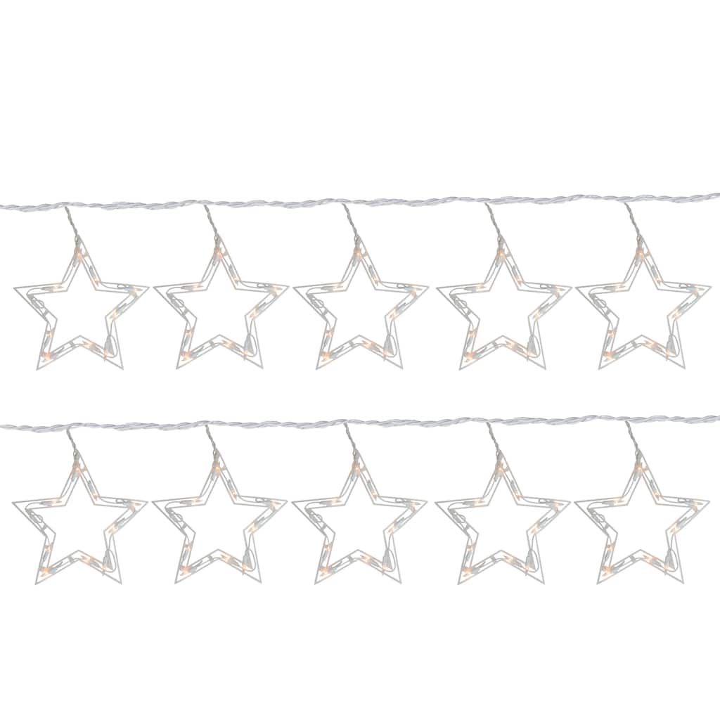 100 ct Clear Twinkling Star Icicle Christmas Lights 13.5 Ft White Wire