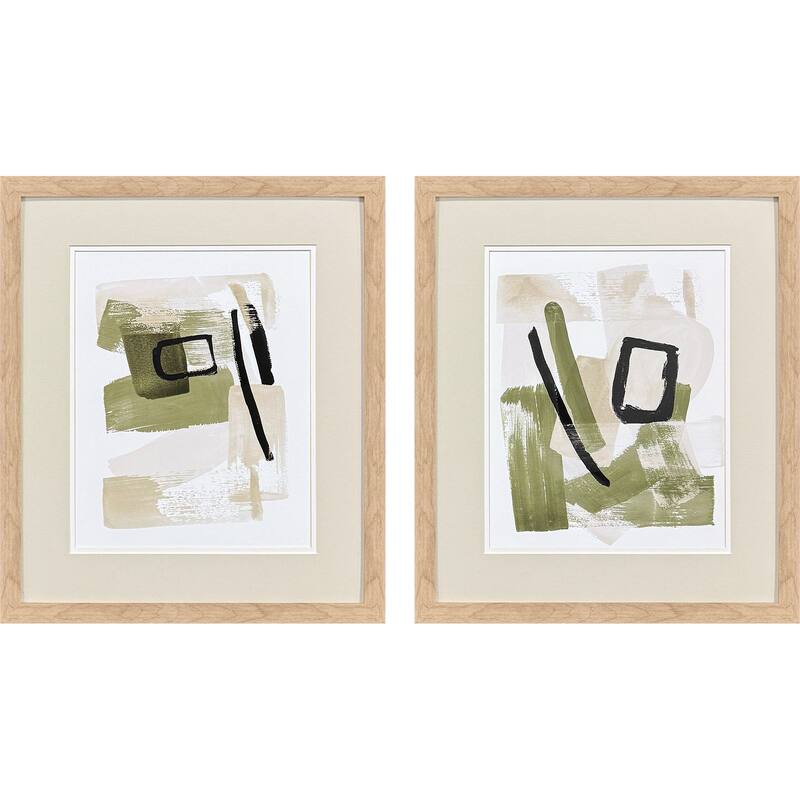 HomeRoots Set Of Two Sage Treasures II Brown Framed Wall Art